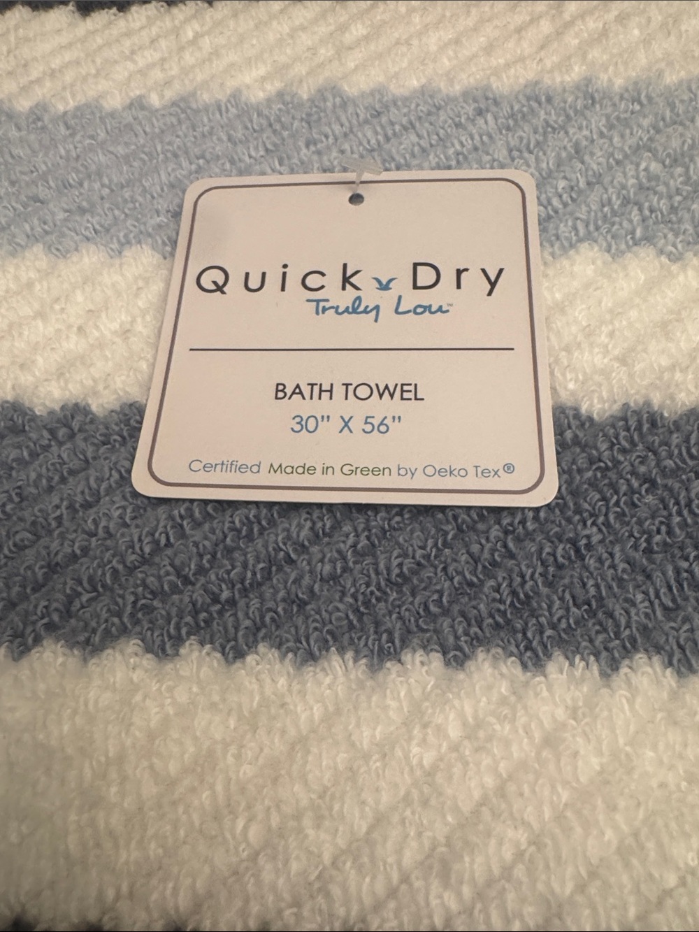 2pc TRULY LOU Quick Dry 100% Cotton Stripe Bath Towel Set - Persian Blue - Picture 5 of 7